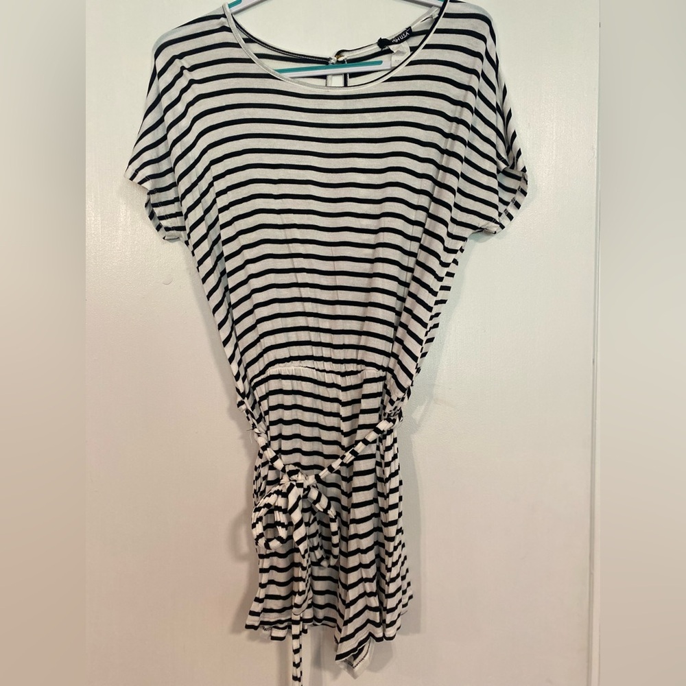 Heimish USA Striped Round Neck Short Sleeve Romper - Size Large - Picture 2 of 6